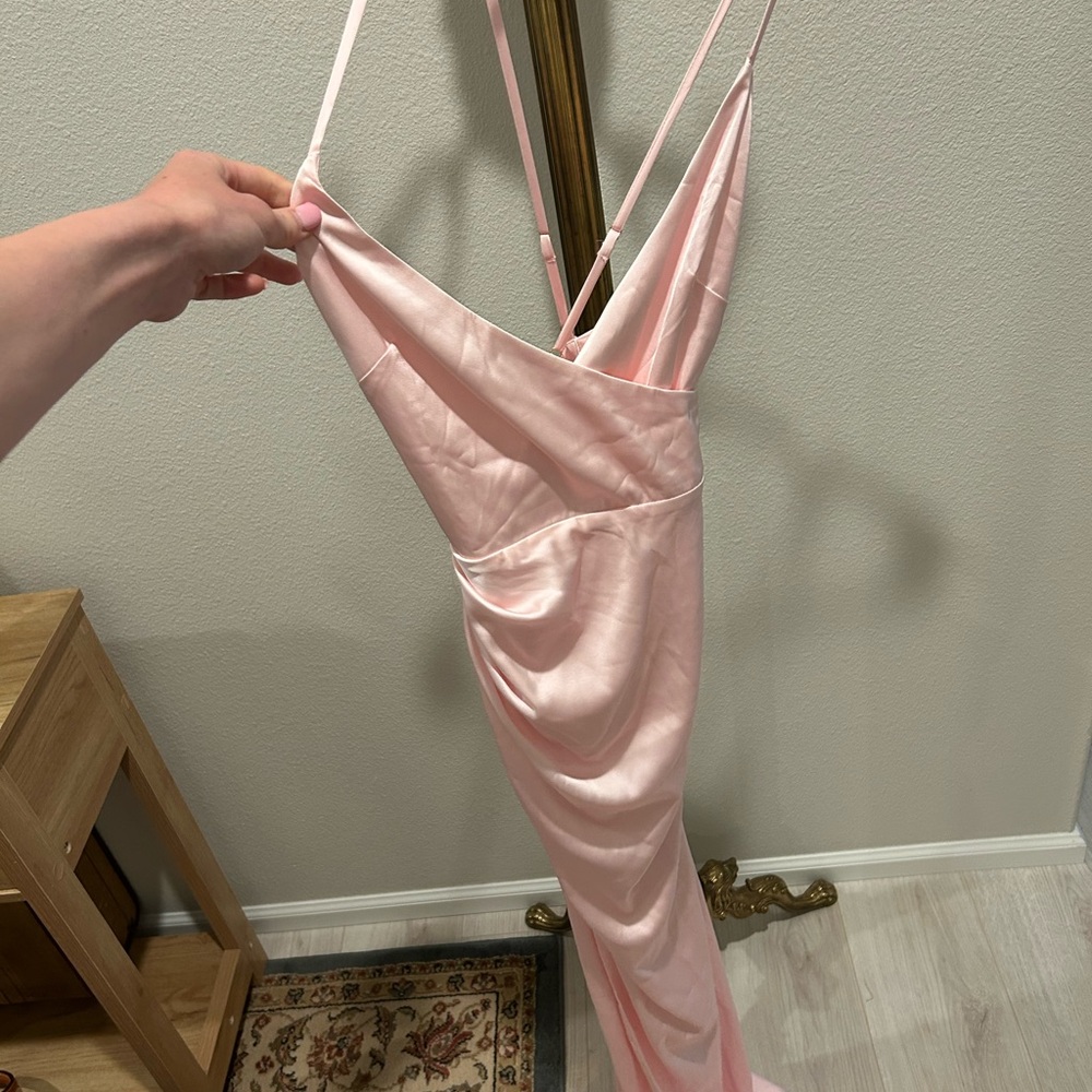 Meshki Pink Satin Maxi Dress